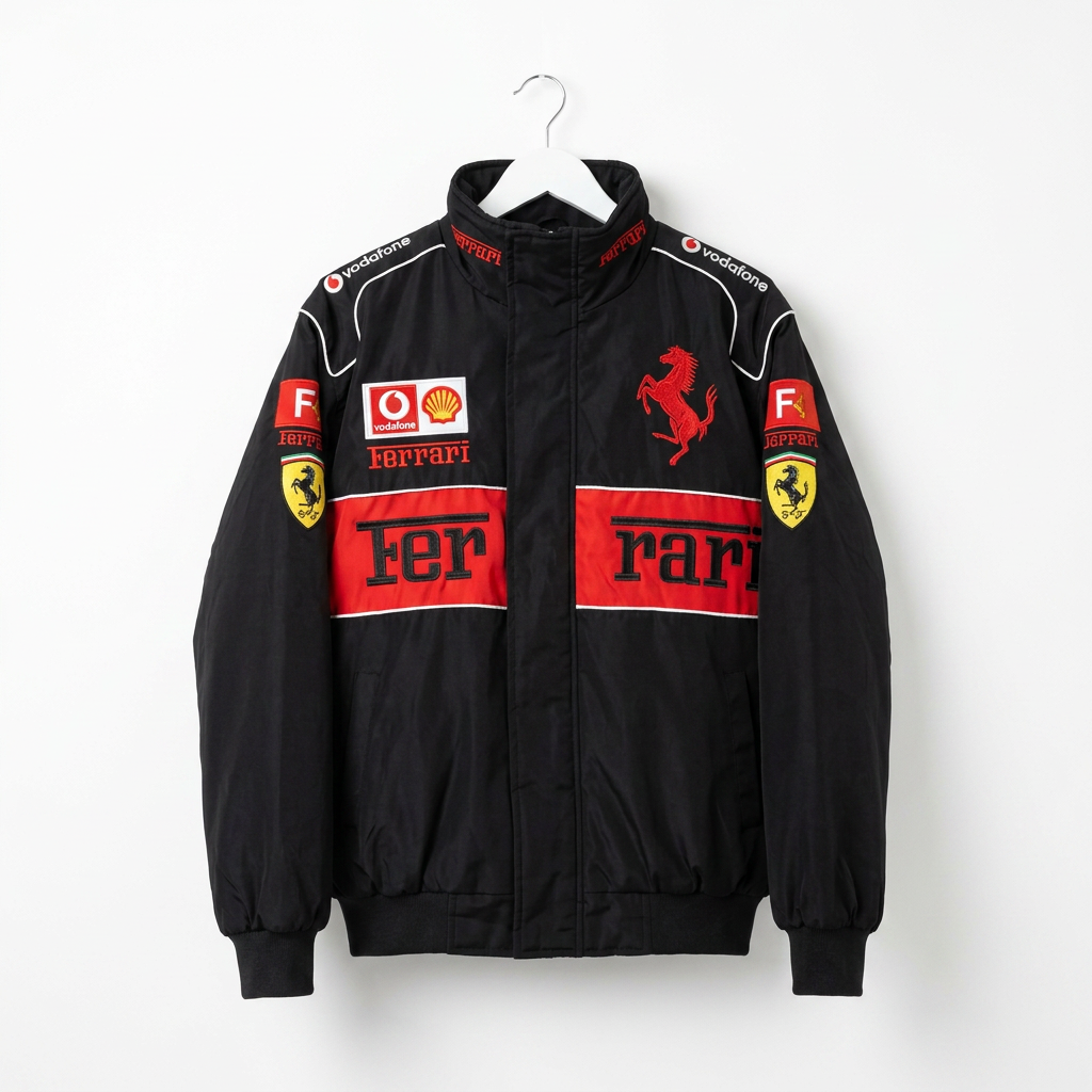 【訳あり】フェラーリ/マルボロ/F1/レーシングジャケット/黒/L Ferrari センタースプリット ブラック レーシングジャケット・F1