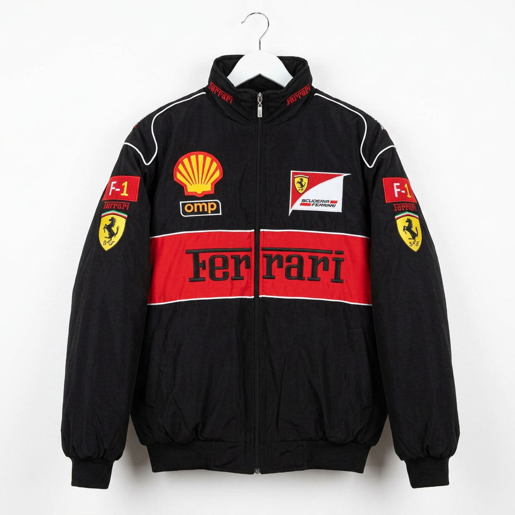 Ferrari フェラーリ F1 レーシングジャケット ブルゾン Ferrari ブラック レーシングジャケット・F1ジャケット通販｜300km/h Club