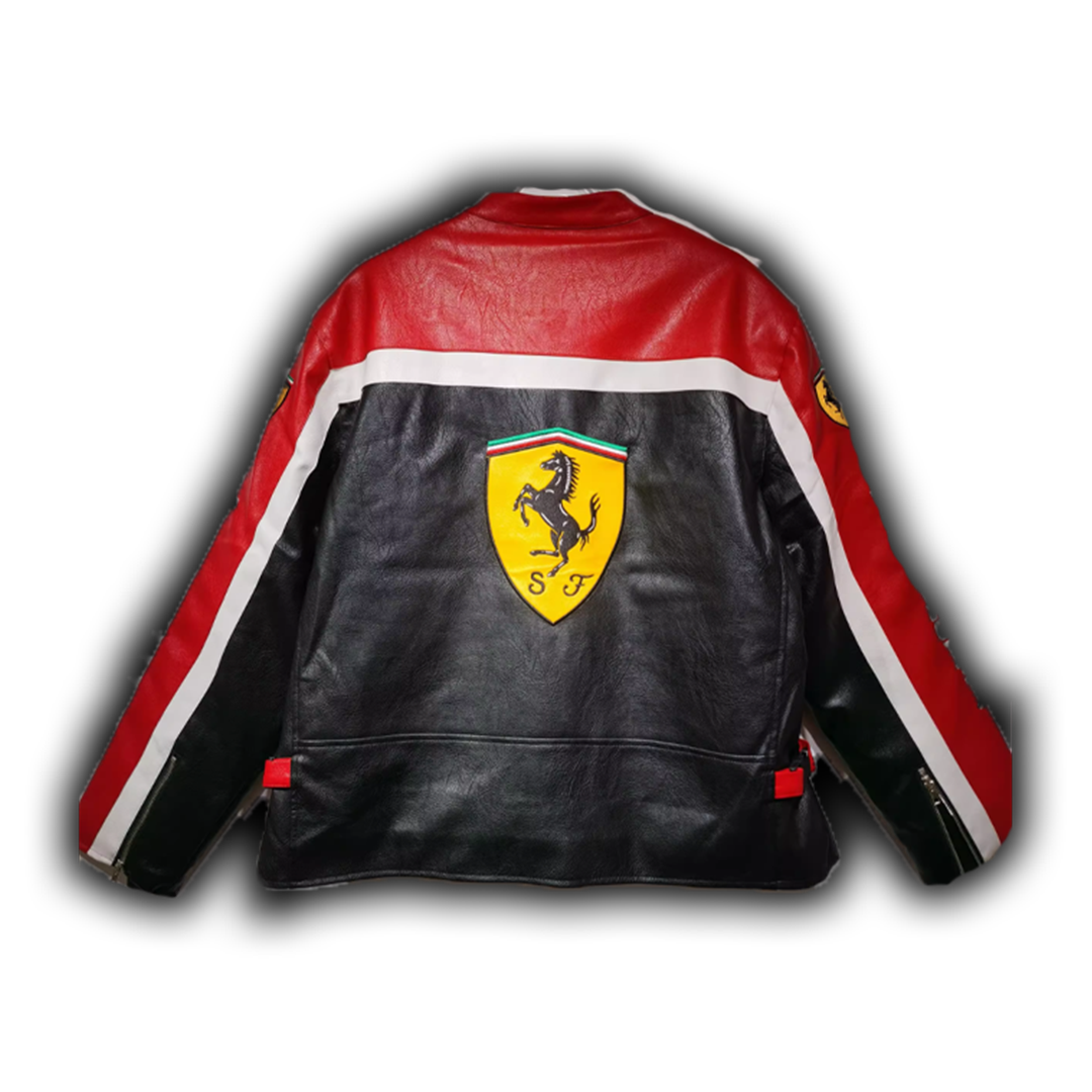 Ferrari フェイクレザーレーシングジャケット レッド