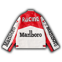 Marlboro フェイクレザーレーシングジャケット ホワイト