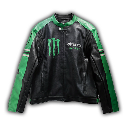 Monster フェイクレザーレーシングジャケット グリーン