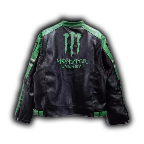 Monster フェイクレザーレーシングジャケット グリーン