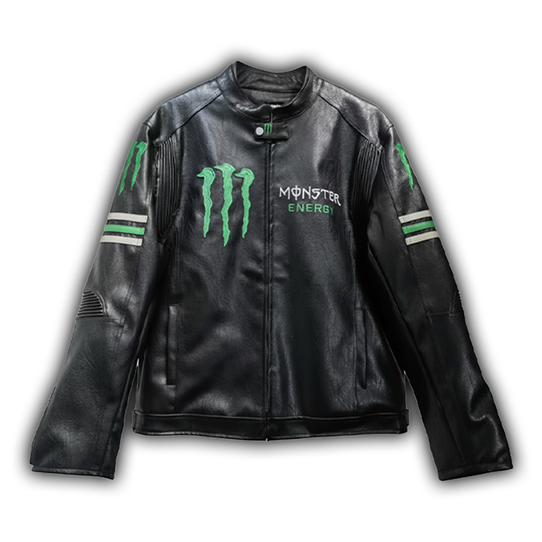 Monster フェイクレザーレーシングジャケット ブラック