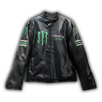 Monster フェイクレザーレーシングジャケット ブラック