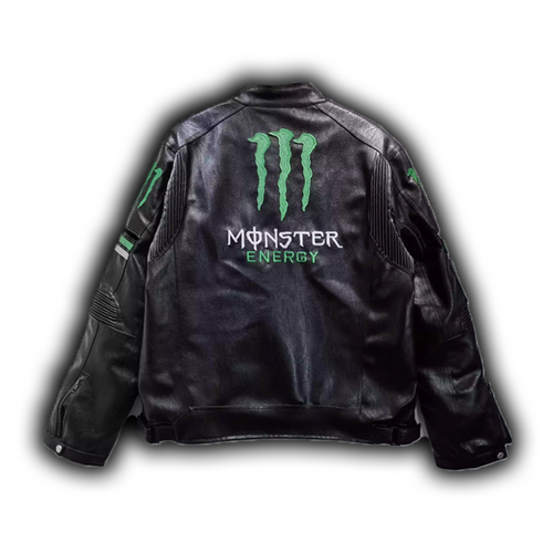 Monster フェイクレザーレーシングジャケット ブラック