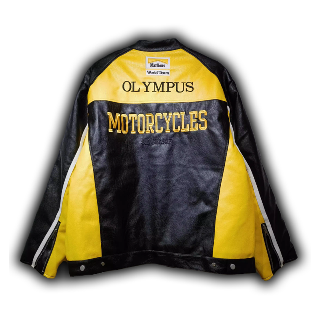 Ferrari OLYMPUS フェイクレザーレーシングジャケット イエロー