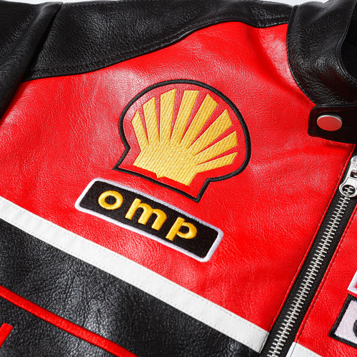 Ferrari OLYMPUS フェイクレザーレーシングジャケット レッド