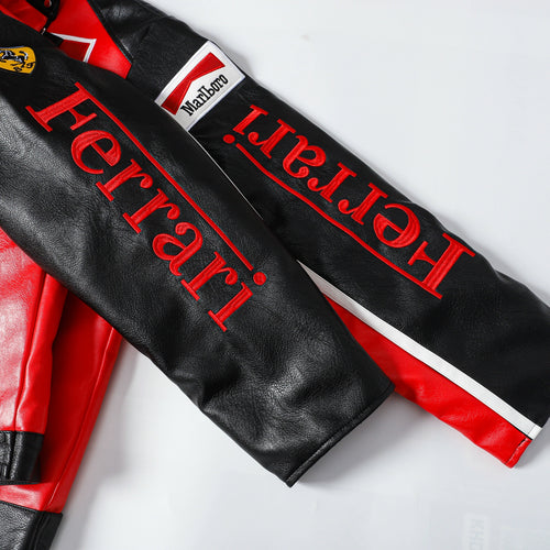 Ferrari OLYMPUS フェイクレザーレーシングジャケット レッド