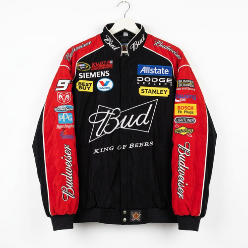 Budweiser NASCAR レーシングジャケット / F1ジャケット ブラック 300km/h Club 正面