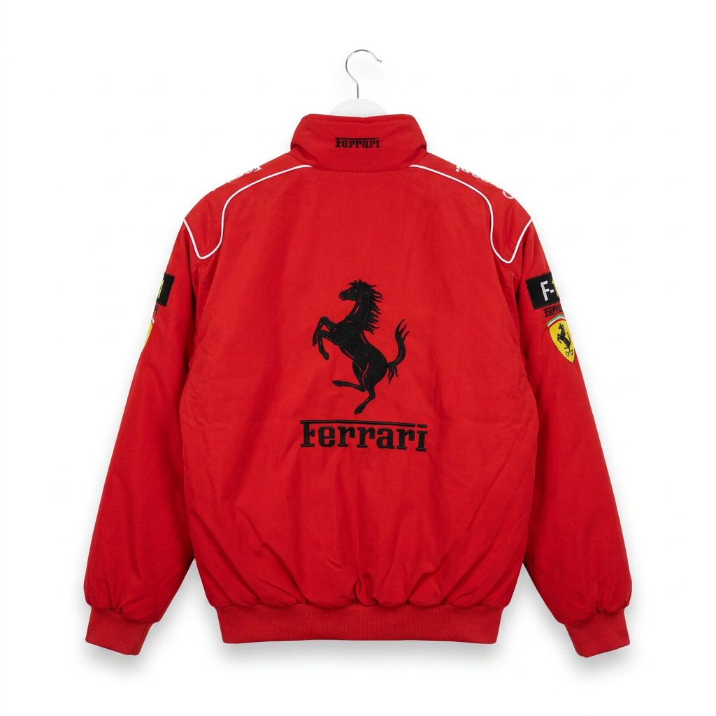 Ferrari センタースプリット レーシングジャケット / F1ジャケット レッド×ホワイト 300km/h Club 背面