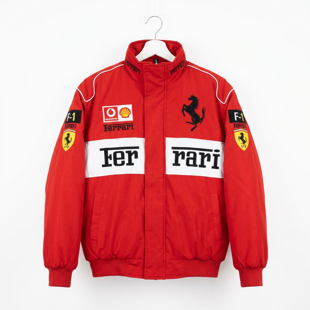 Ferrari センタースプリット レーシングジャケット / F1ジャケット レッド×ホワイト 300km/h Club 正面
