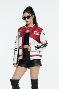 Marlboro F1 レザー レーシングジャケット ホワイト | 300km/h Club