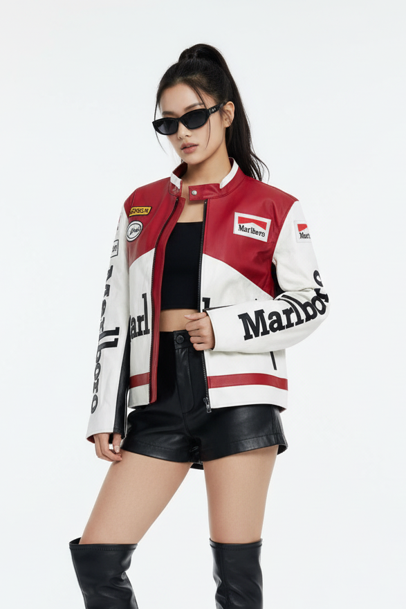 Marlboro F1 レザー レーシングジャケット ホワイト | 300km/h Club