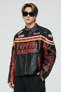 Ferrari RACING フェイクレザージャケット ブラック