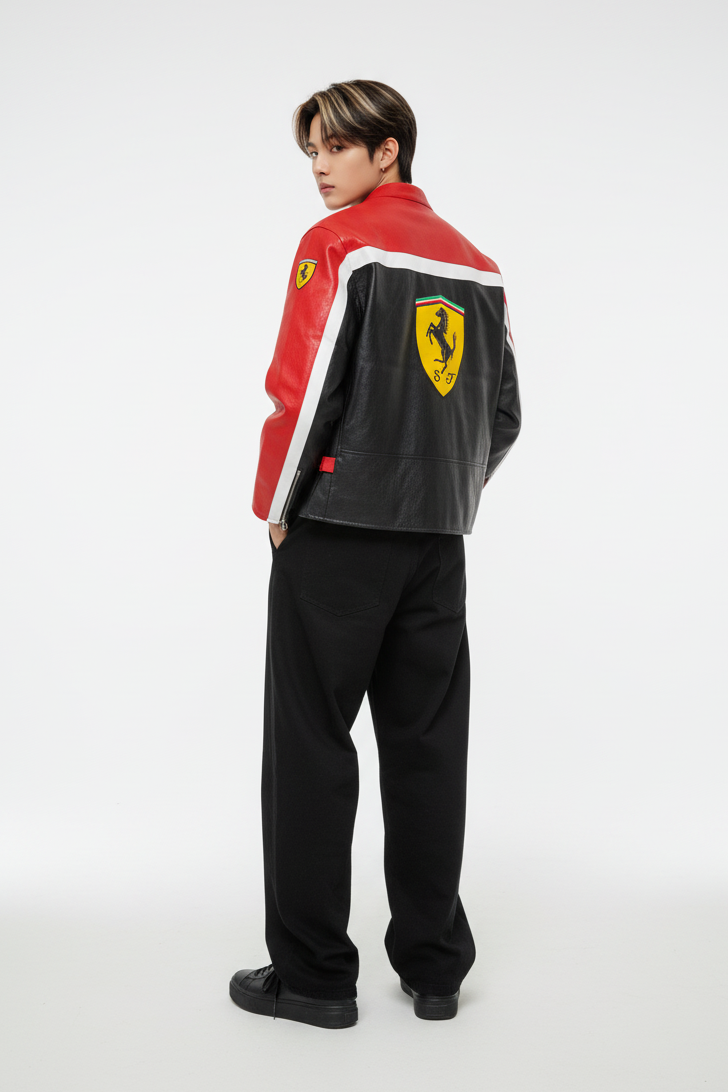 Ferrari F1 レザー レーシングジャケット レッド×ブラック | 300km/h Club