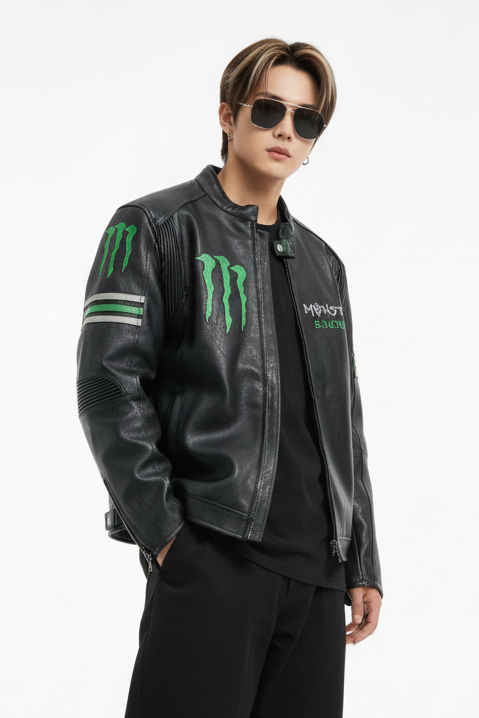 Monster Energy レザー レーシングジャケット ブラック | 300km/h Club