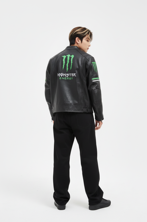Monster Energy レザー レーシングジャケット ブラック | 300km/h Club