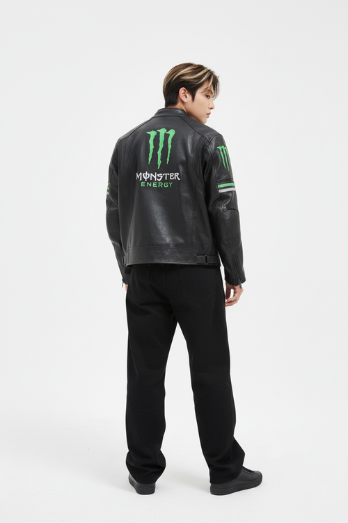 Monster Energy レザー レーシングジャケット ブラック | 300km/h Club