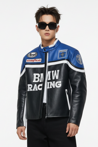 BMW RACING フェイクレザージャケット ブラック