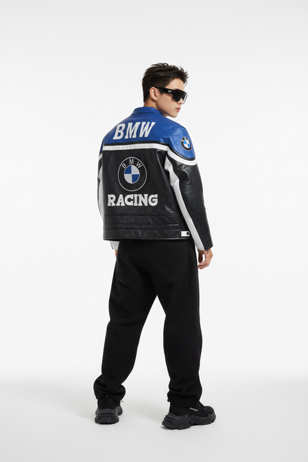 BMW RACING フェイクレザージャケット ブラック