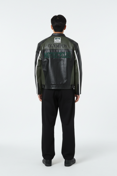 Ferrari OLYMPUS フェイクレザーレーシングジャケット グリーン