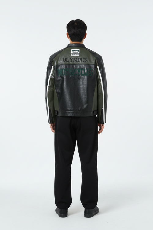 Ferrari OLYMPUS フェイクレザーレーシングジャケット グリーン