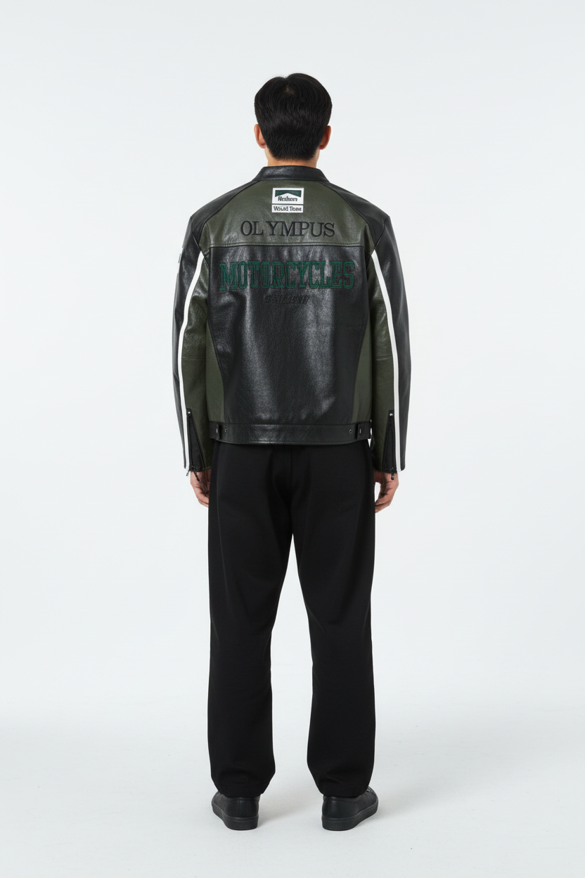 Ferrari OLYMPUS フェイクレザーレーシングジャケット グリーン