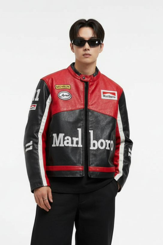 Marlboro F1 レザー レーシングジャケット ブラック | 300km/h Club