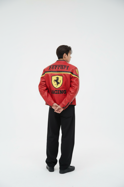 Ferrari RACING F1 レザー レーシングジャケット レッド｜ストリート・モータースポーツファッション | 300km/h Club