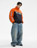 ハーレー バイカージャケット風 レーシングジャケット オレンジ