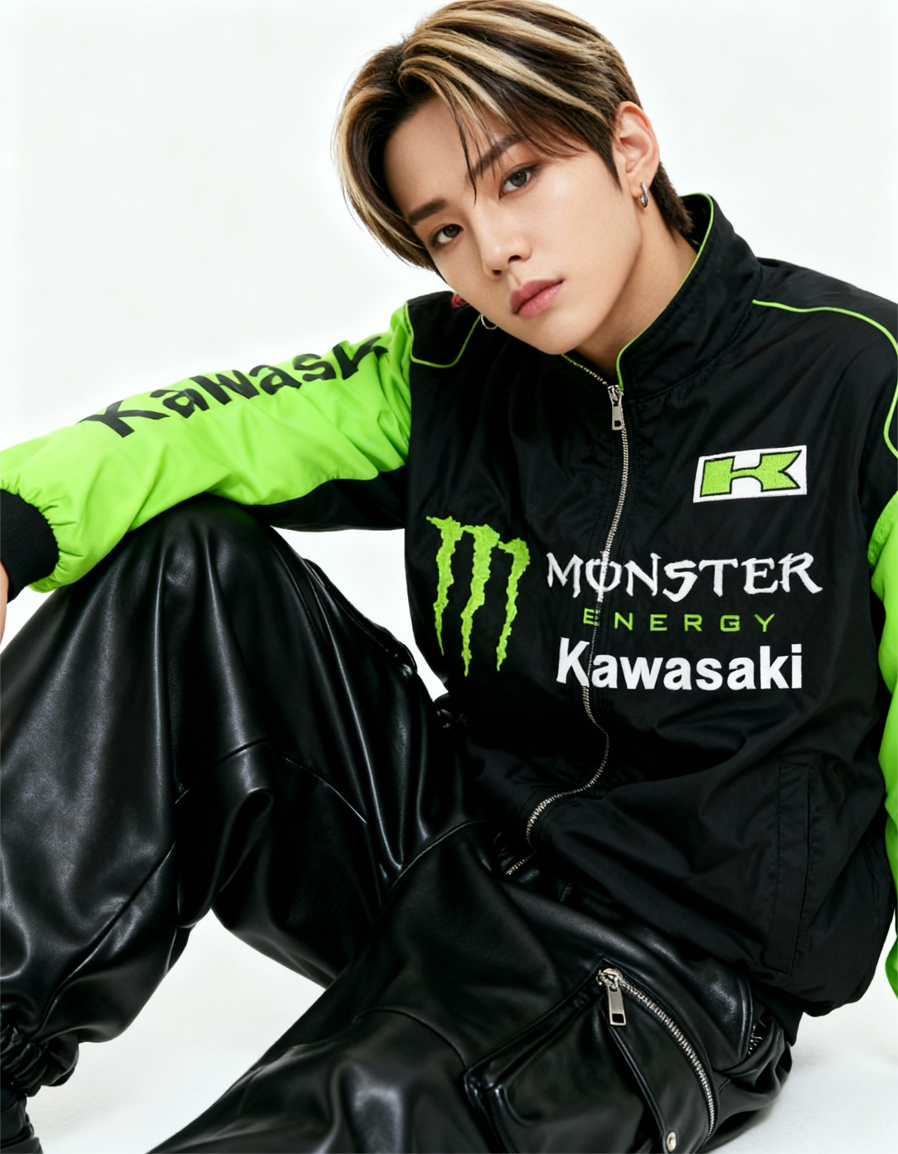 Monster KAWASAKI バイカージャケット風 レーシングジャケット