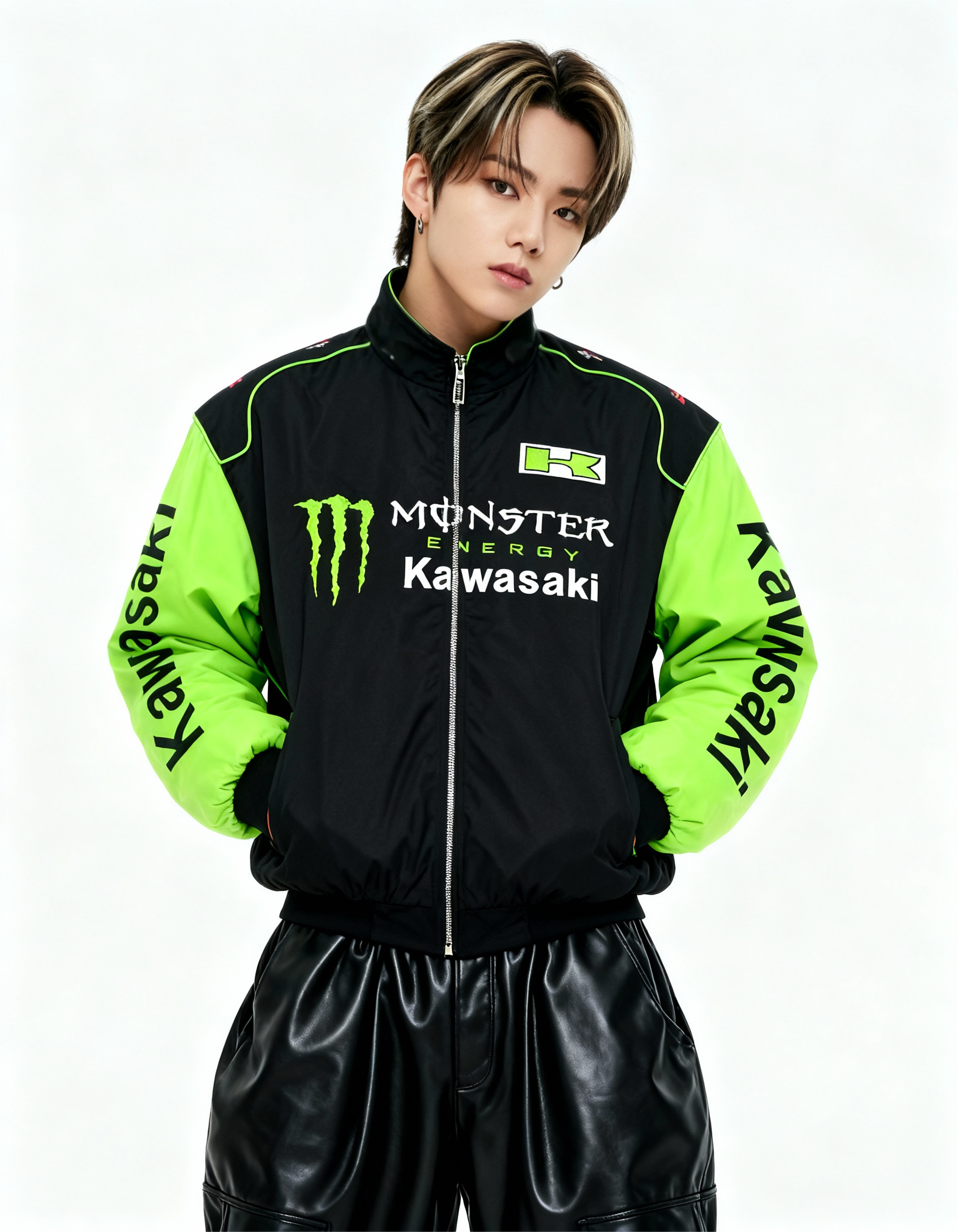 Monster KAWASAKI バイカージャケット風 レーシングジャケット