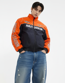 ハーレー バイカージャケット風 レーシングジャケット オレンジ