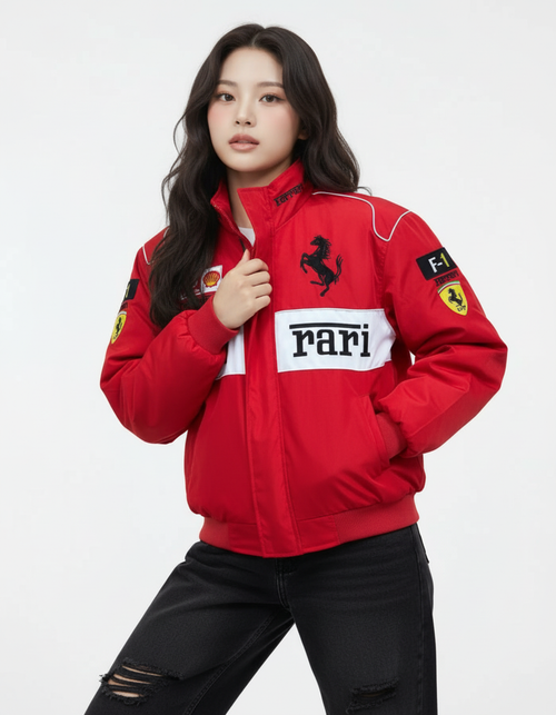 Ferrari F1 センタースプリットレーシングジャケット レッドホワイト