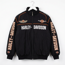 Harley-Davidson バイカーデザイン レーシングジャケット / F1ジャケット ブラック＆オレンジ 300km/h Club 正面