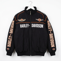 Harley-Davidson バイカーデザイン レーシングジャケット / F1ジャケット ブラック＆オレンジ 300km/h Club