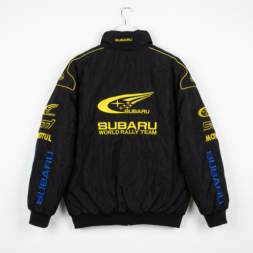 SUBARU World Rally Team レーシングジャケット / F1ジャケット ブラック 300km/h Club 背面