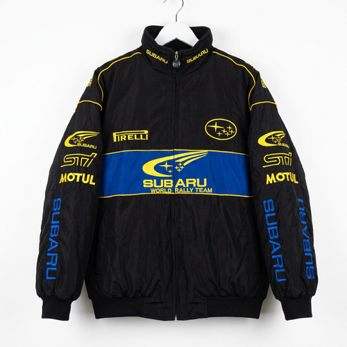 SUBARU World Rally Team レーシングジャケット / F1ジャケット ブラック 300km/h Club 正面